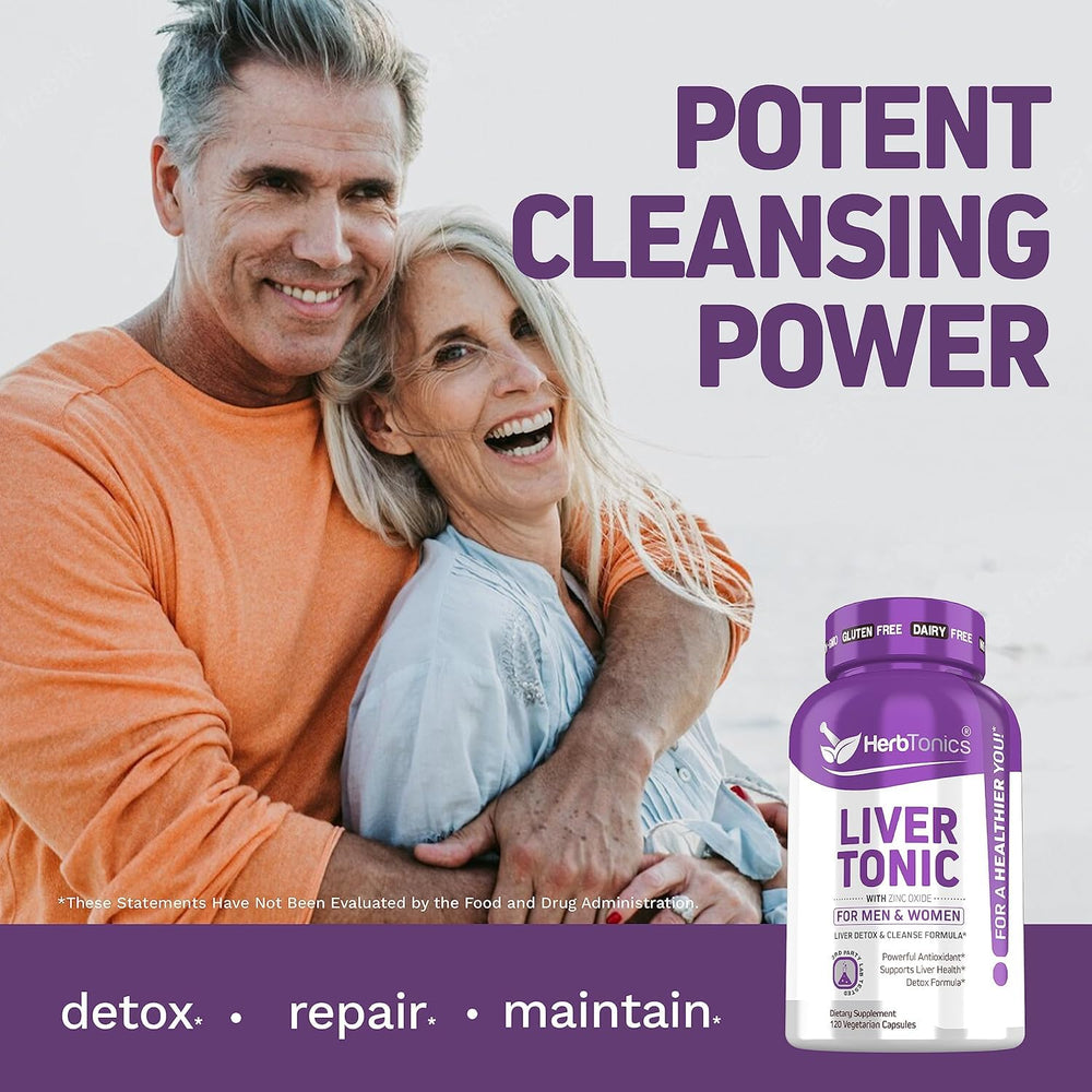 Herbtonics Artichoke and Dandelion ingredients display natural liver support.