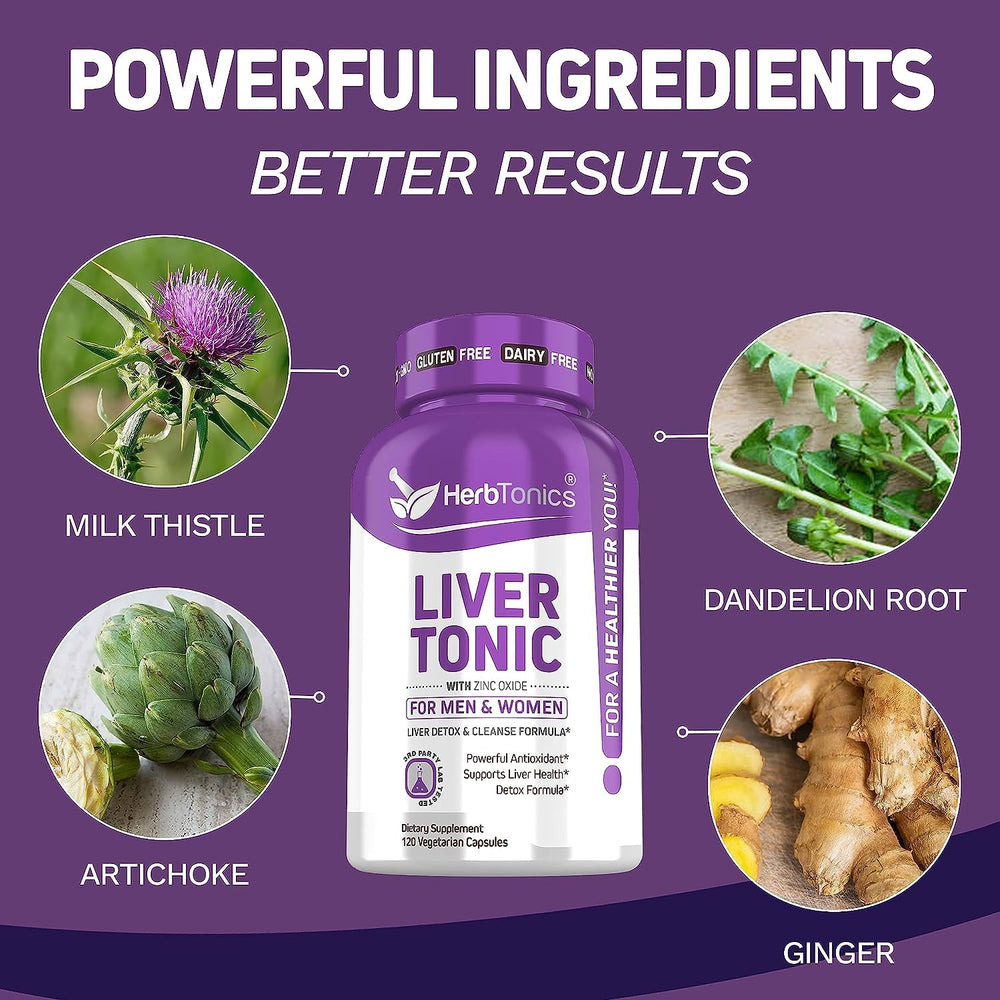 Herbtonics Chicory root imagery highlights herbal detox and digestion aid.