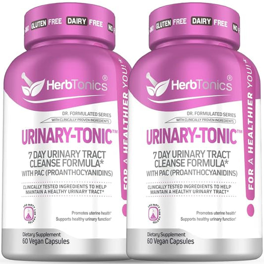 Herbtonics fast-acting UTI cleanse bottle – capsules support urinary health.