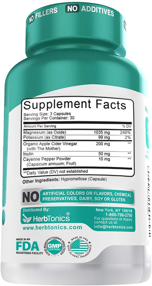 Herbtonics Oxygen-Based Colon Cleanse Apple Cider Vinegar bottle supports gut balance and gentle cleansing.