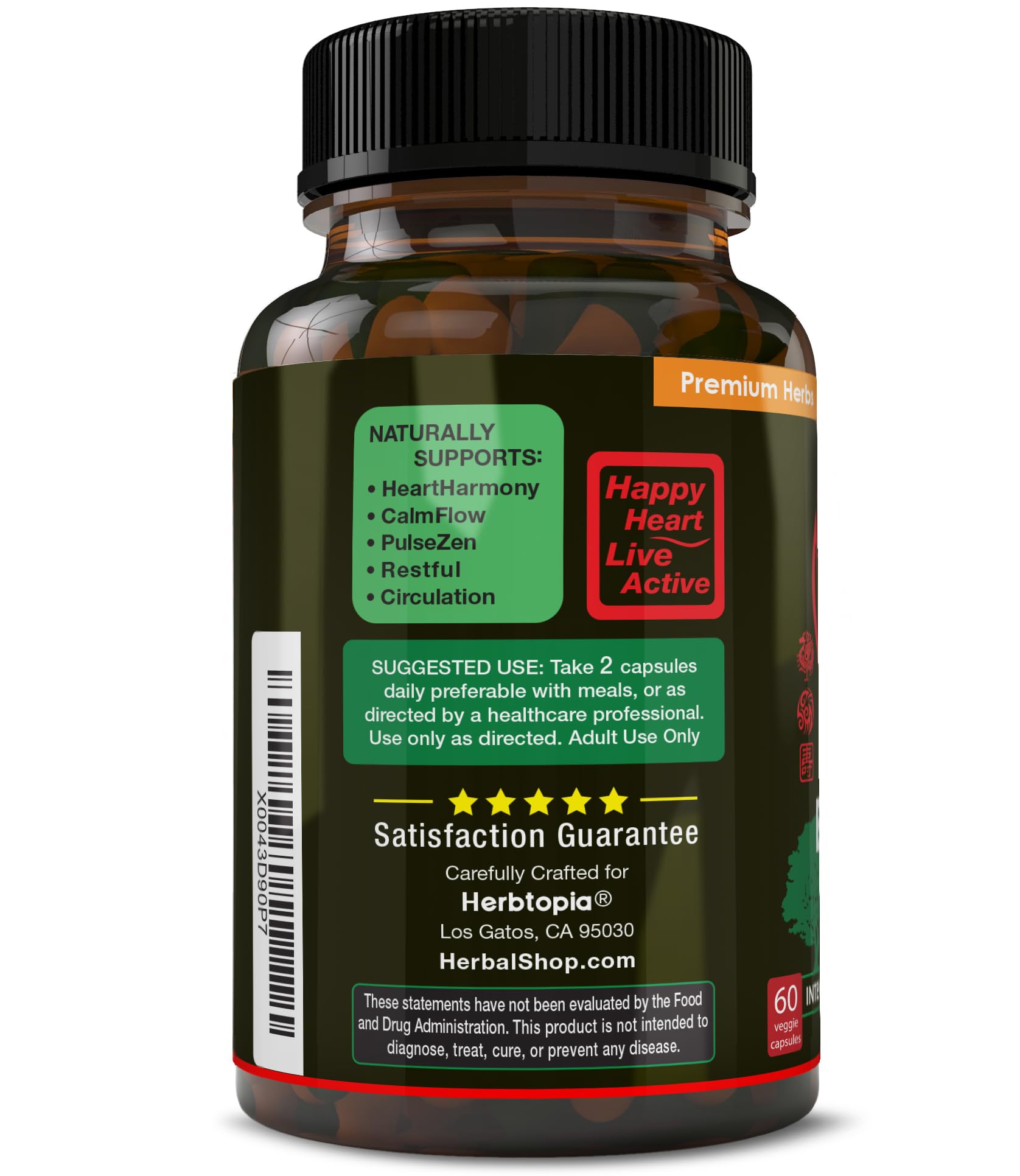 Herbtopia Eternal Health bottle label highlighting CoQ10 and K2 MK7