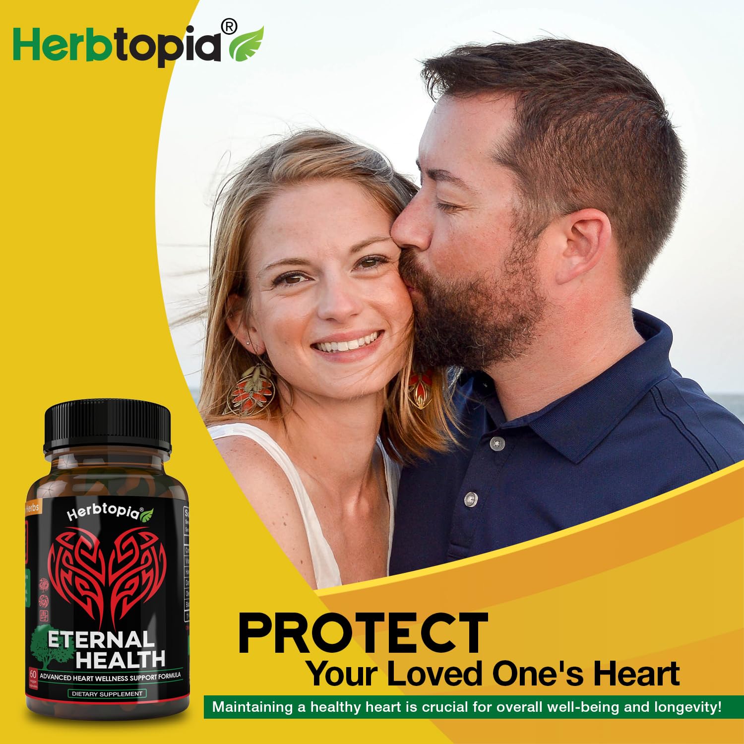 Packaging of Herbtopia Eternal Health with water for daily use
