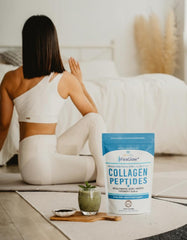HerbUSA FlexGlow+ bottle with label displaying fully disclosed collagen content.