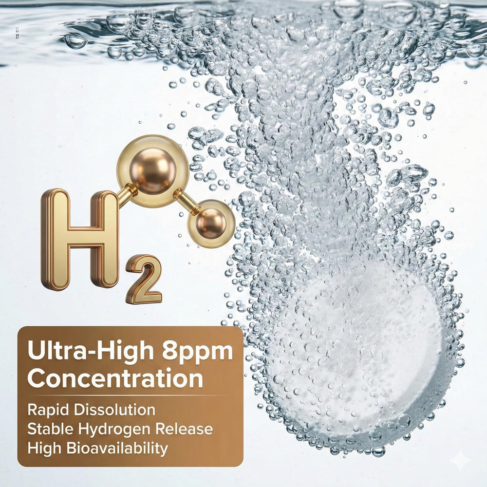 Glass of sparkling hydrogen water ready for quick focus and refreshment.