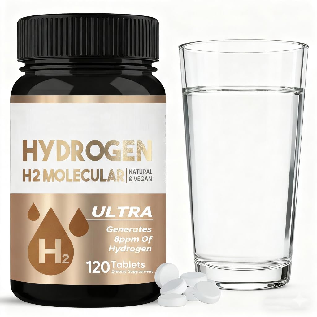 HerbX hydrogen tablets dissolve in glass of water for quick hydration and focus
