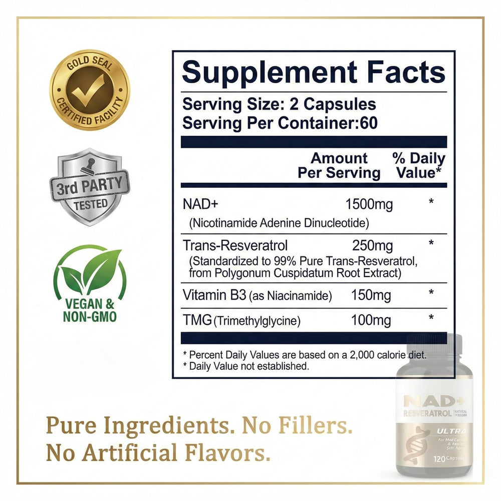 HerbX NADH label info emphasizes premium, non-GMO ingredients.