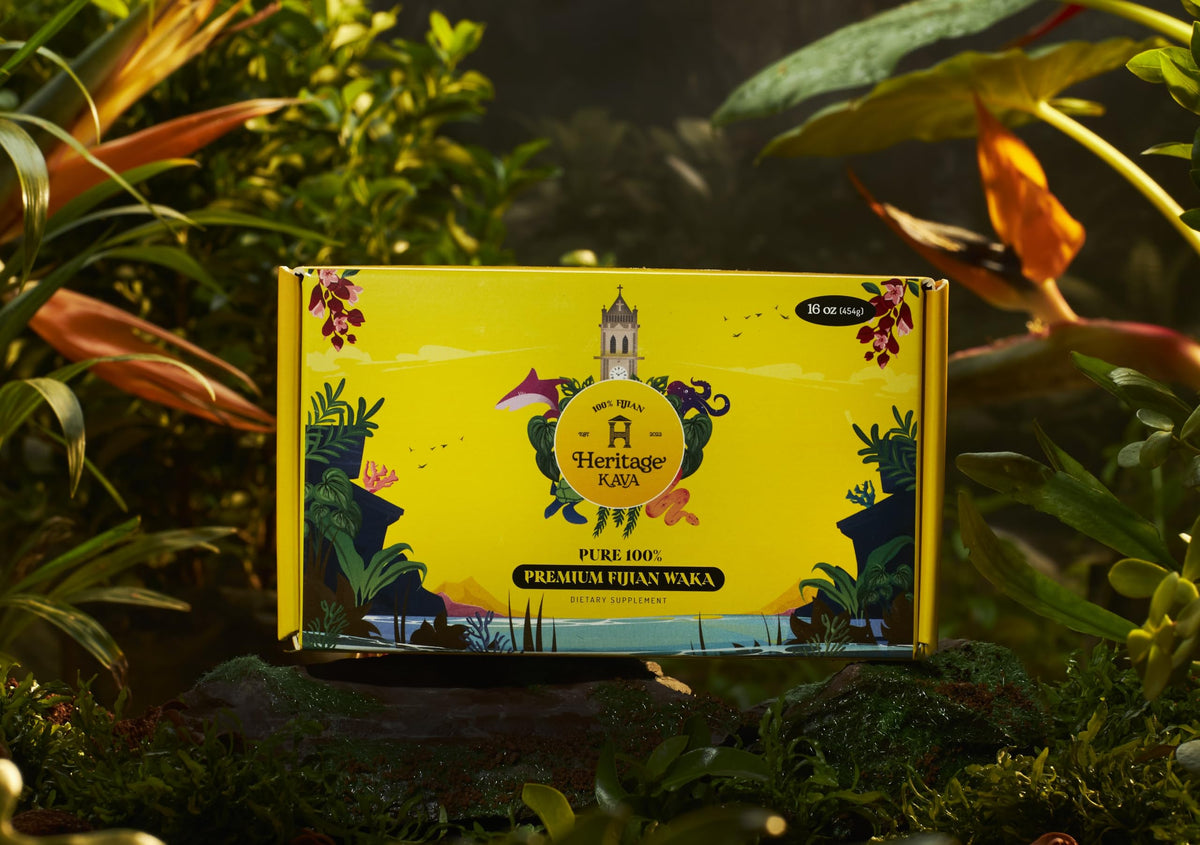 Heritage Kava Pure Waka package sealed to preserve freshness for a smooth evening ritual.