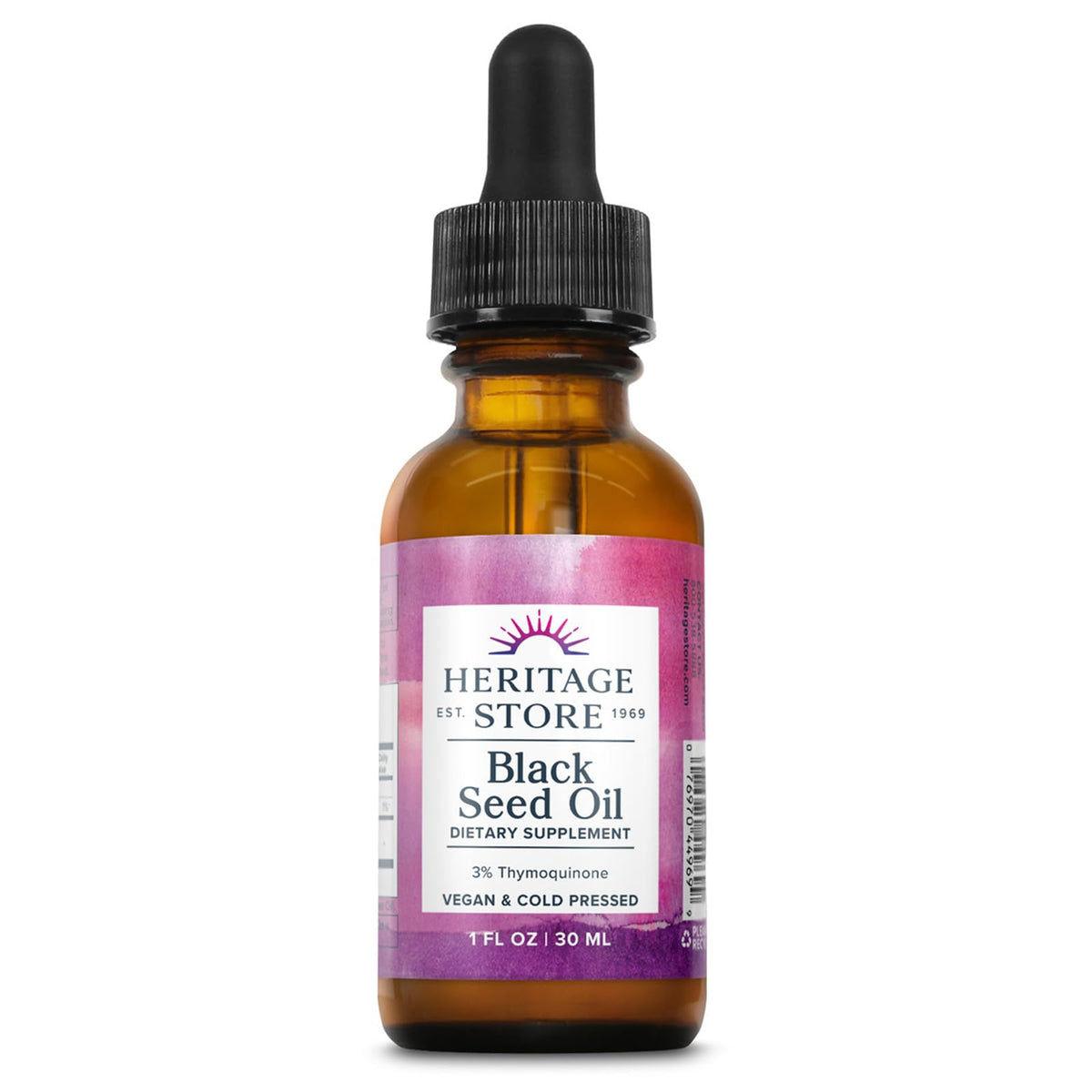 HERITAGE STORE Black Seed Oil bottle with cold-pressed Nigella sativa for daily use