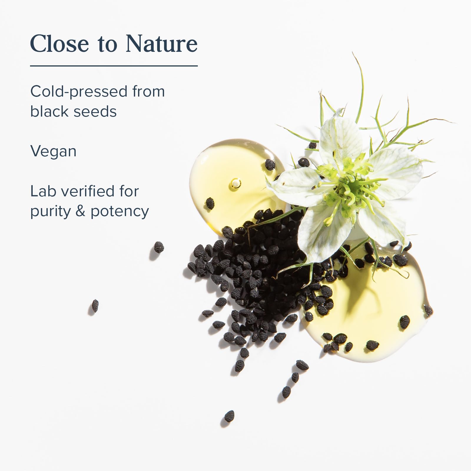 HERITAGE STORE Black Seed Oil ingredients highlight 3% Thymoquinone content