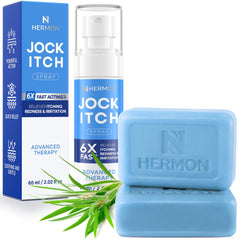 Hermon antifungal spray closeup bottle shows fast-acting relief potential for itchy skin.