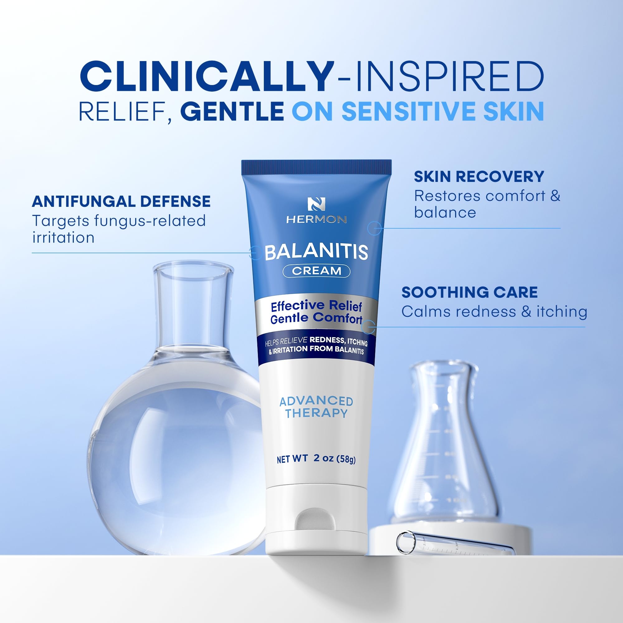 Hermon Balanitis kit dual-step routine image showing cleanse and moisturize.