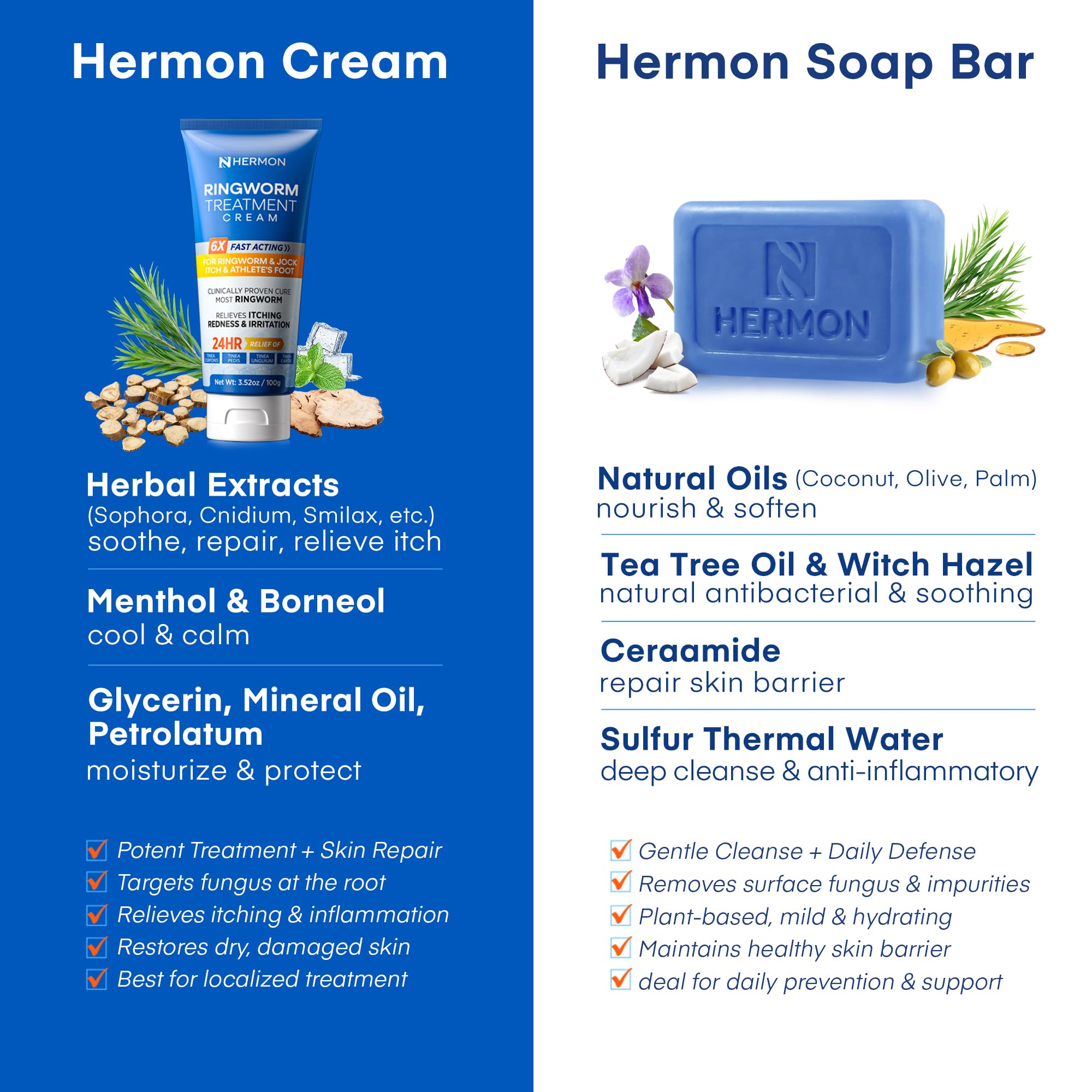 Hermon cream with coconut oil feature for soothing skin.