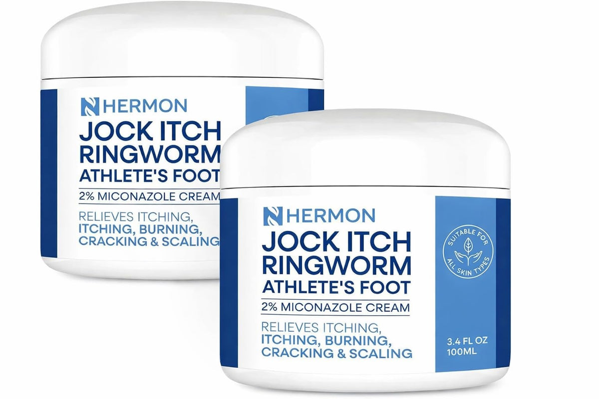 Hermon Jock Itch Cream bottle with label for quick, soothing relief.