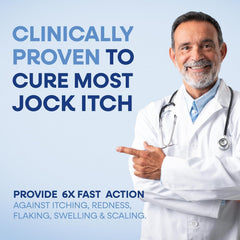Hermon Jock Itch Spray being applied to skin for fast soothing.