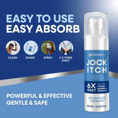 Hermon Jock Itch Spray mist dispersing evenly over affected area.