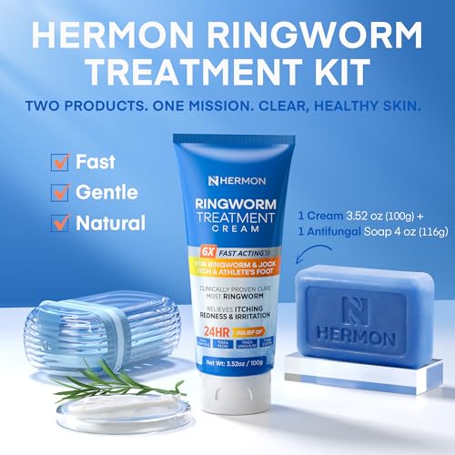 Hermon Ringworm Kit soap bar close-up for deep cleansing against fungi.