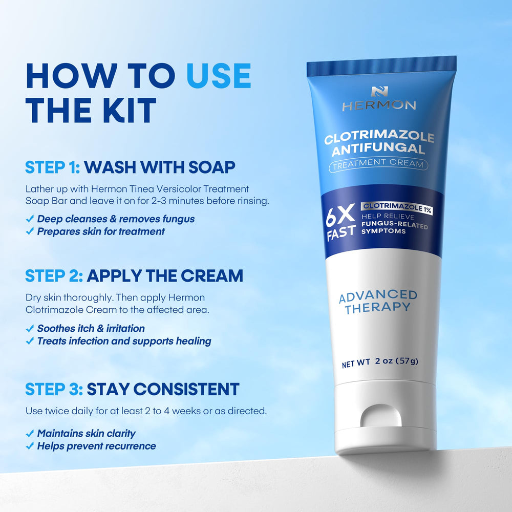 Hermon antifungal soap bar removes sweat and prepares skin for absorption.