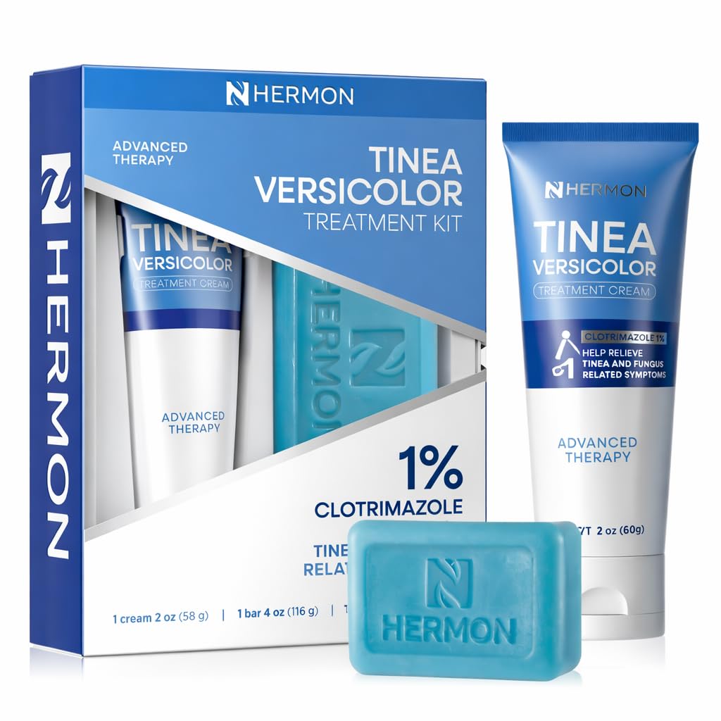 Hermon Tinea Versicolor Soap Bar cleanses and smooths irritated skin.
