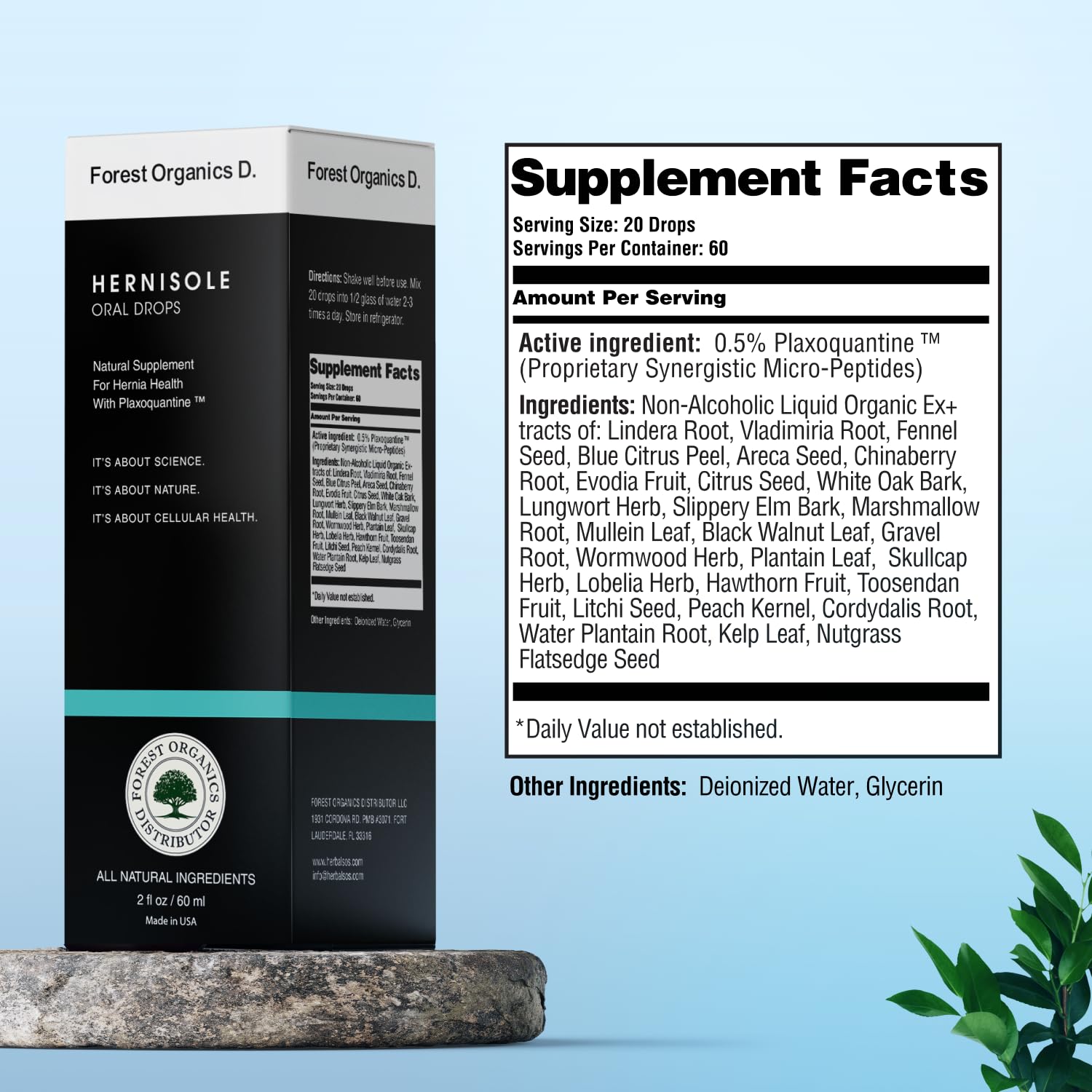 Hernisole bottle with dropper enables precise dosing
