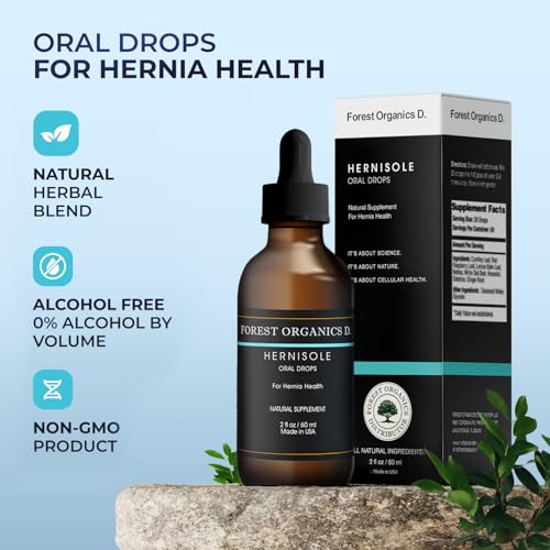 Hernisole drops bottle on desk for easy daily digestive support