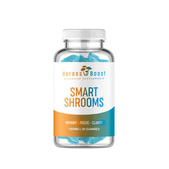 Heroes Boost Smart Shrooms bottle showing 30 gummies for daily wellness