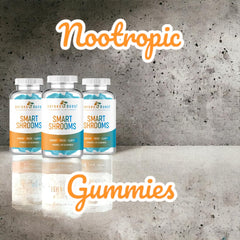 Heroes Boost Smart Shrooms bottle with USA-made GMP certified badge