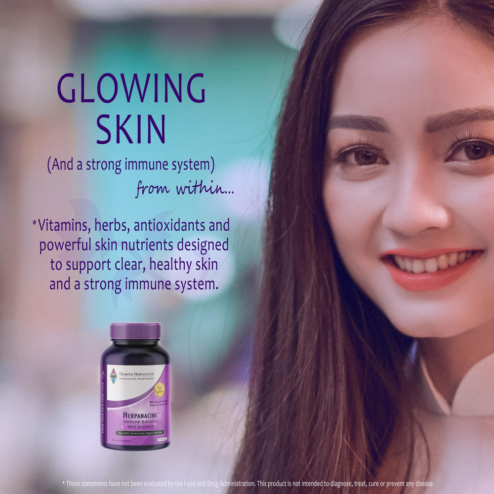 Herpanacine Diamond bottle on counter conveys convenient daily wellness routine