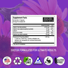 Herpanacine Diamond label closeup featuring ingredient highlights for skin health