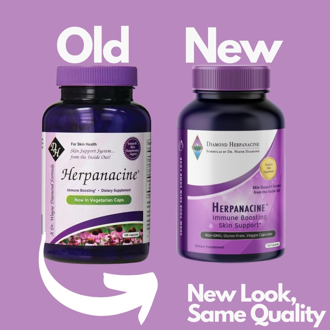 Herpanacine Diamond natural ingredients chart highlights clean, plant-based elements.