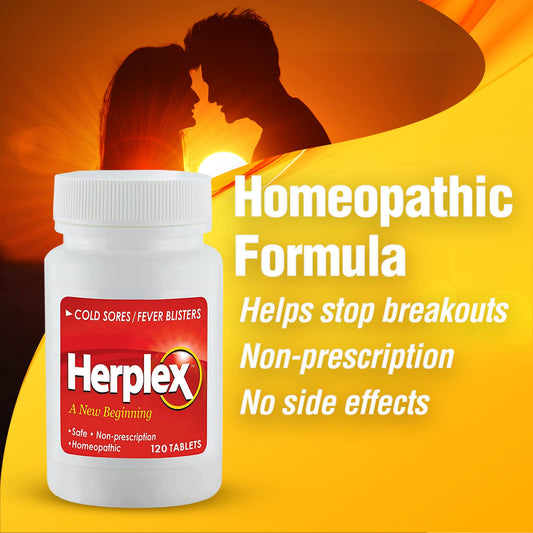 Herplex Premium Tablets bottle side view highlighting portable packaging.
