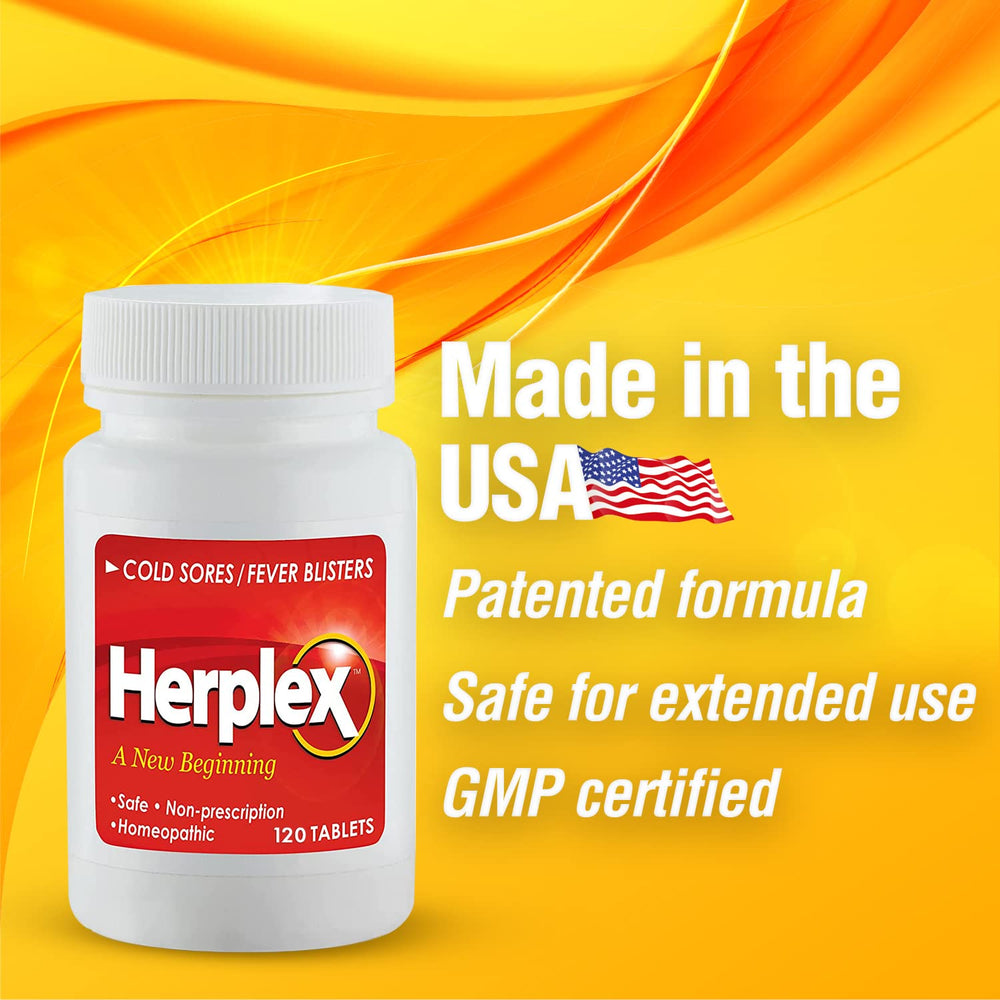 Herplex Premium Tablets USA manufacturing badge signals quality and safety.