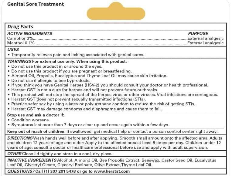 Herstat GST propolis particles close-up illustrate natural herbal support.
