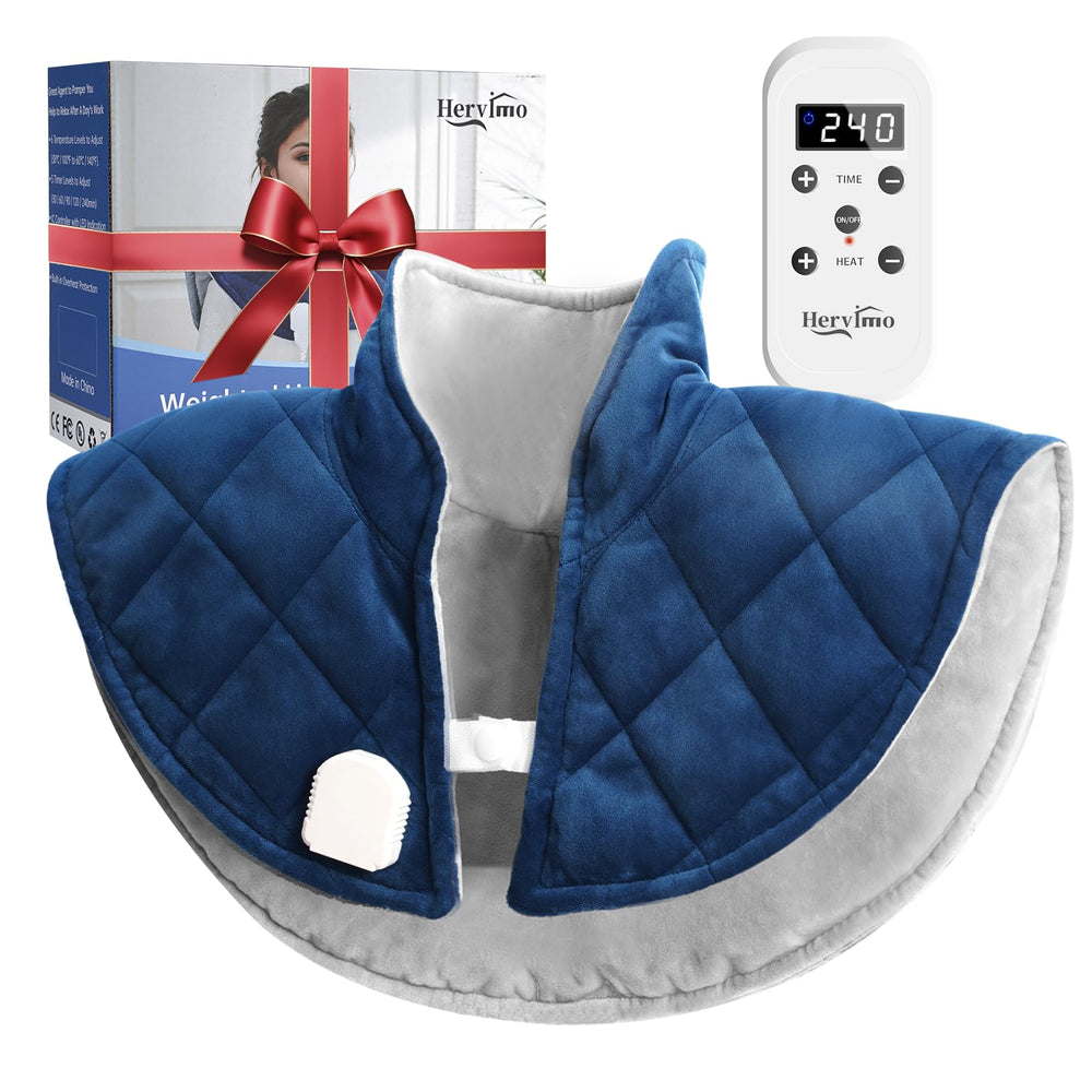 Hervimo weighted heating pad 2.2lb provides even warmth for neck comfort and full coverage.