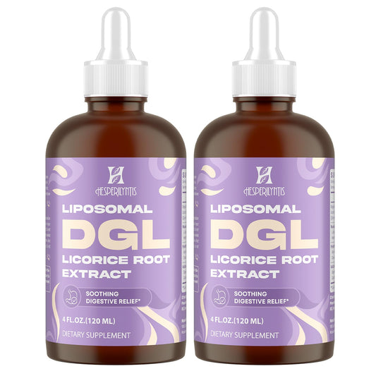 Hesperilyntis Liposomal DGL Licorice bottle with dropper for quick dosing.