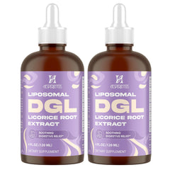 Hesperilyntis Liposomal DGL Licorice bottle with dropper for quick dosing.