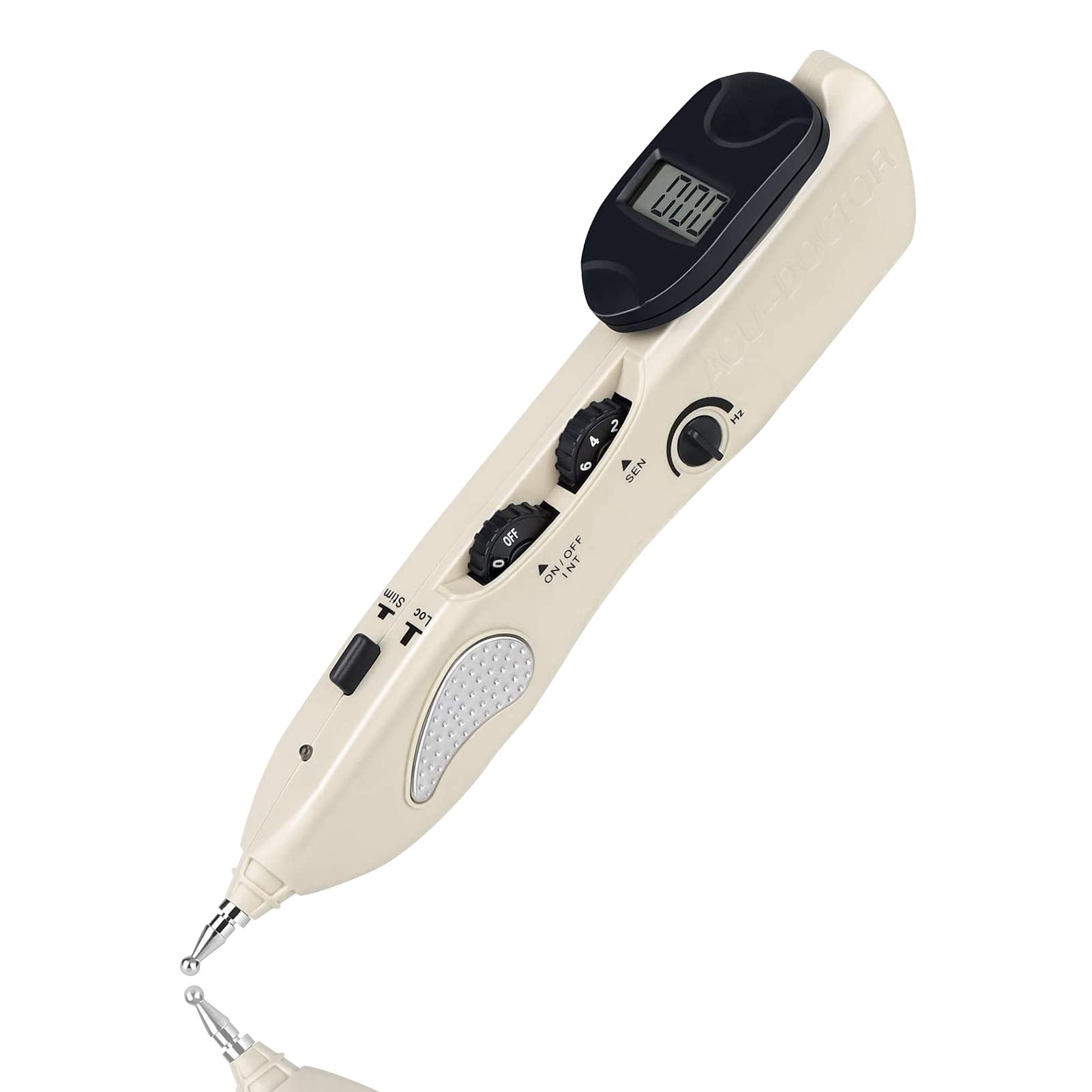 Heswea electronic acupuncture pen auto-detection in action for precise point targeting.