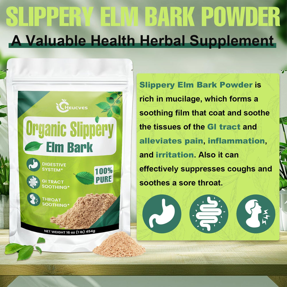 Heucves Slippery Elm powder throat use for gentle soothing