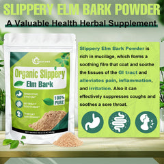 Heucves Slippery Elm powder throat use for gentle soothing
