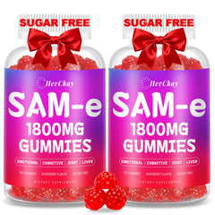 HevChay SAM-e gummies bottle showing high-absorption formula for daily mood balance.