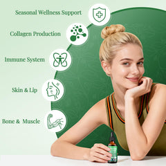 Vitamin C, D3, and zinc blend supporting antioxidant activity and skin health.