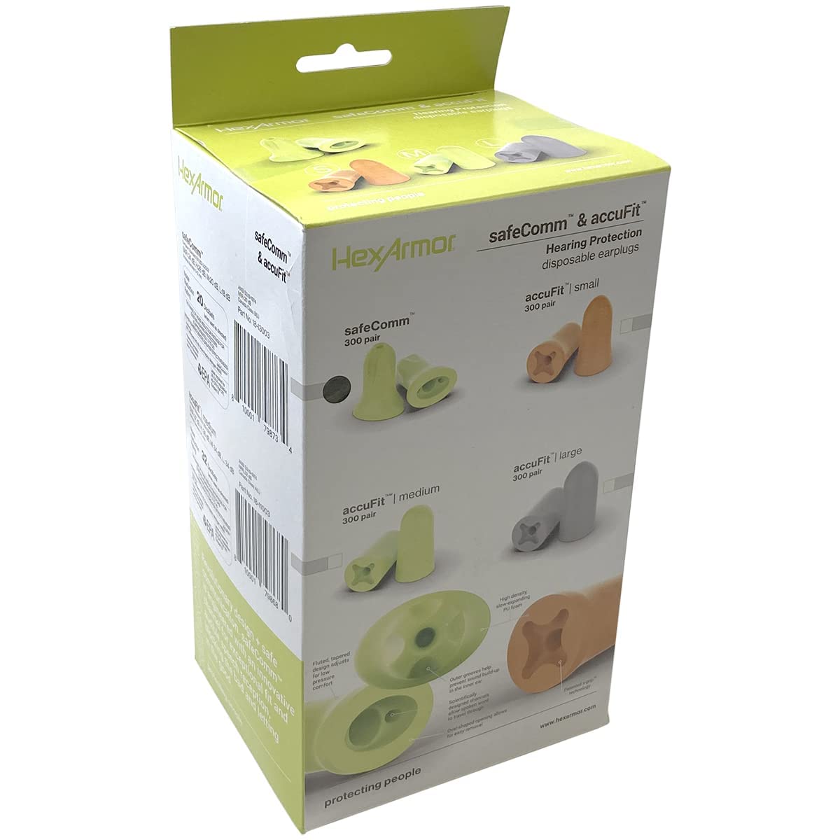 SafeComm outer grooves reduce sound buildup near the eardrum.