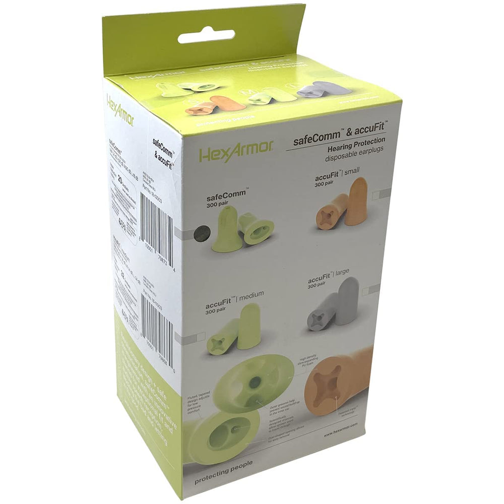 SafeComm outer grooves reduce sound buildup near the eardrum.