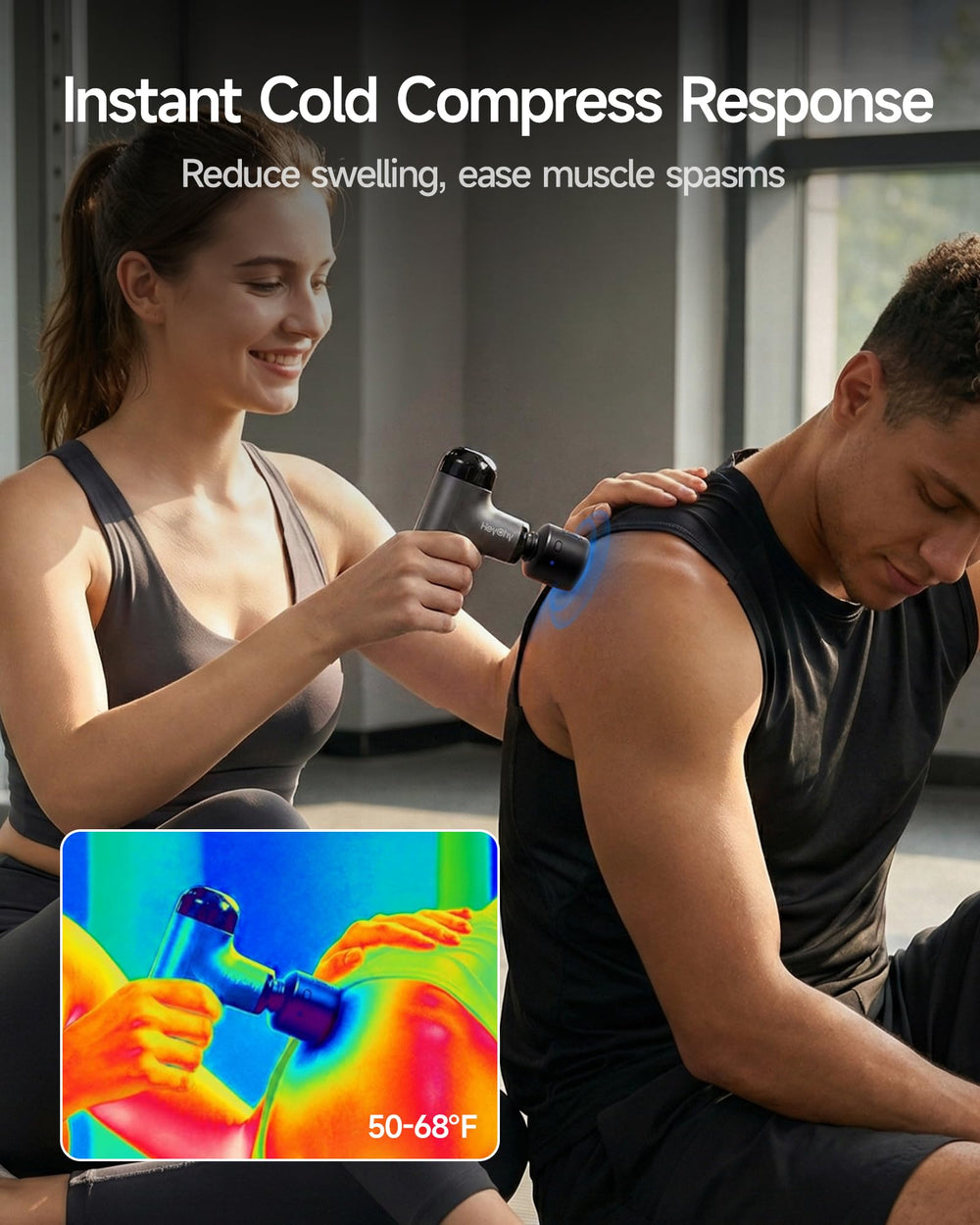 HEYCHY four-head percussion massage targets different muscle groups for deep tissue pampering