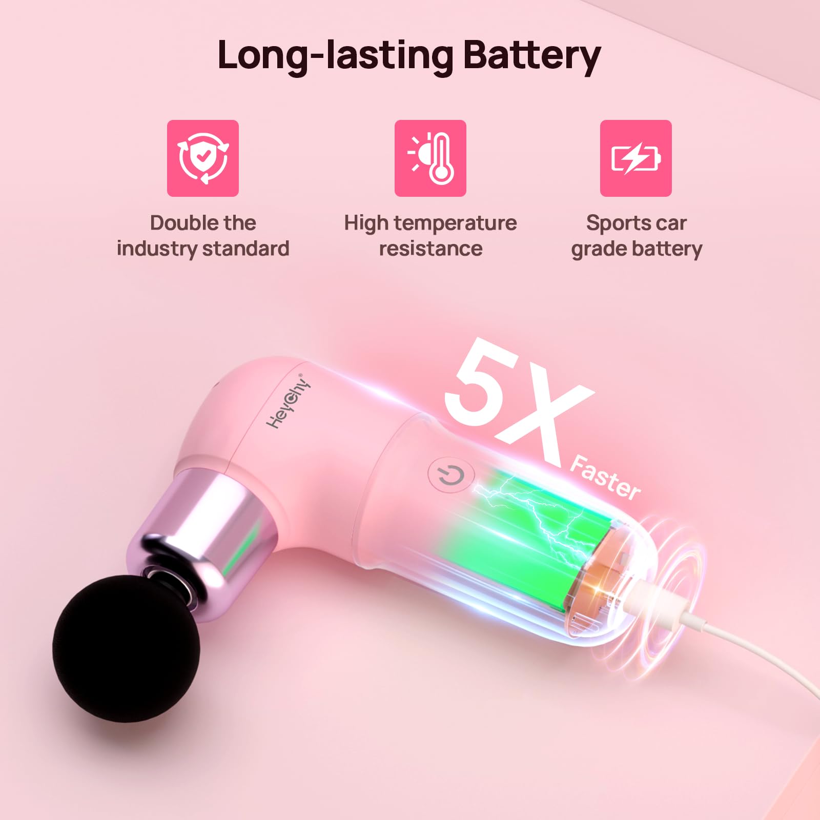 HEYCHY compact massager with ergonomic handle for comfortable daily use.