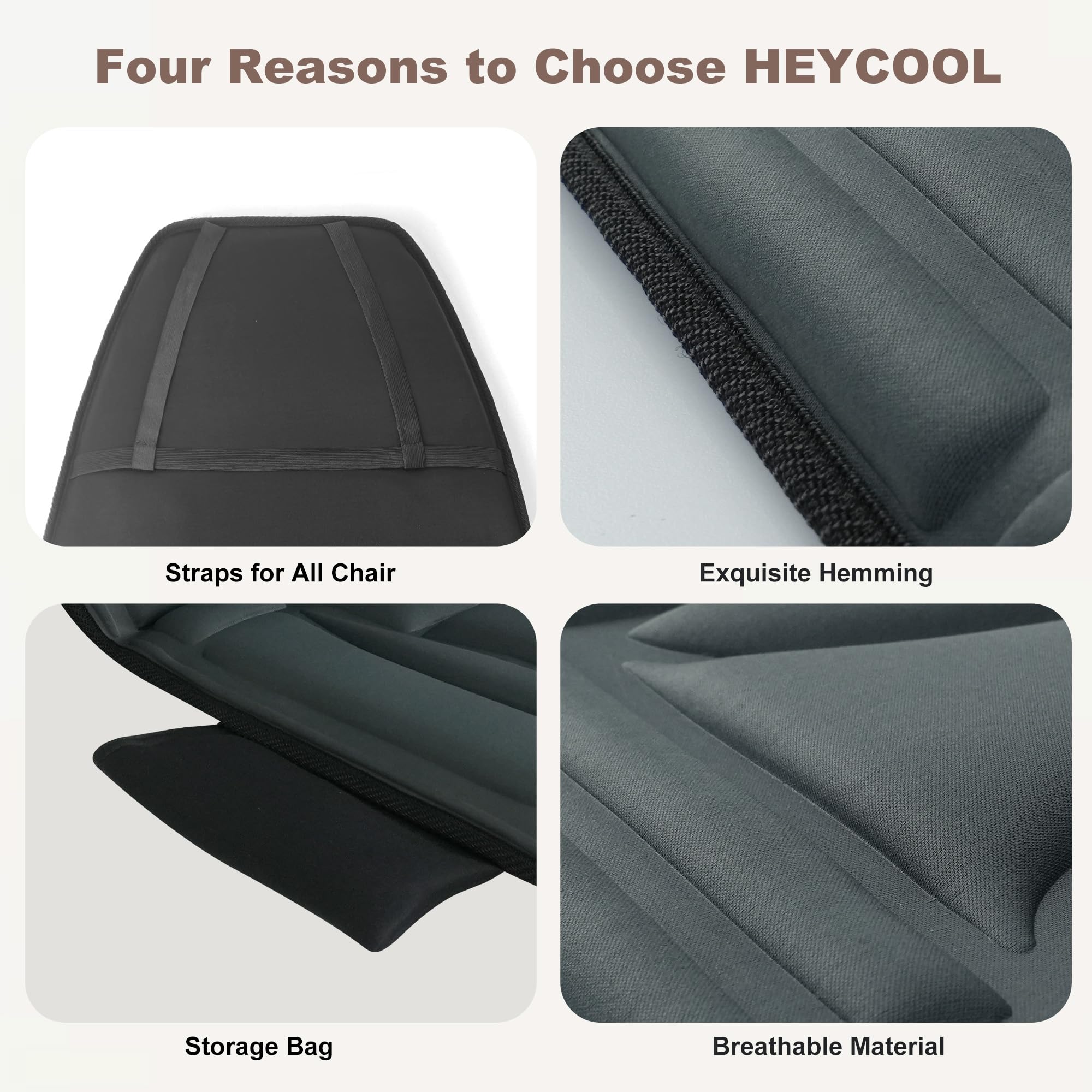 Heycool adjustable straps fit most chairs for versatile use.