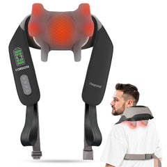 Heycool cordless neck massager with heat in use for relaxing neck relief at home.