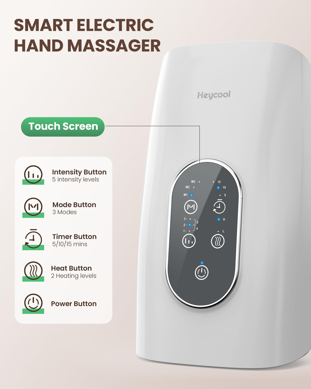 Heycool Upgrade Hand Massager compact storage for easy portability.