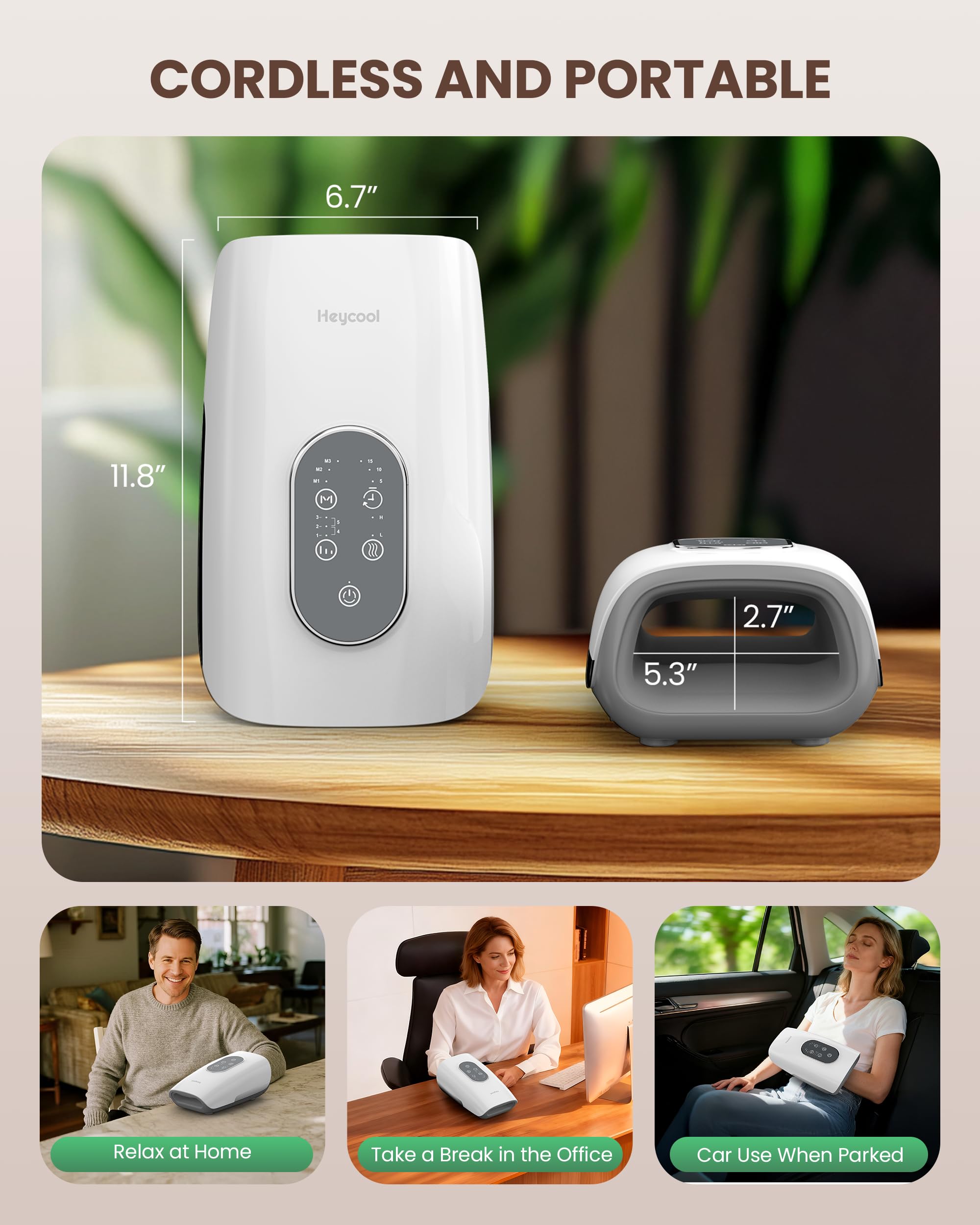 Heycool Upgrade Hand Massager white finish complements any desk or nightstand.