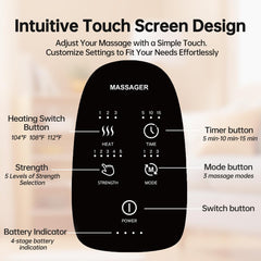 Heyelax hand massager with 3 heat levels for customizable warmth.