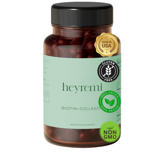 heyremi Advanced Biotin Collagen Gummies bottle pour supports easy daily beauty routine